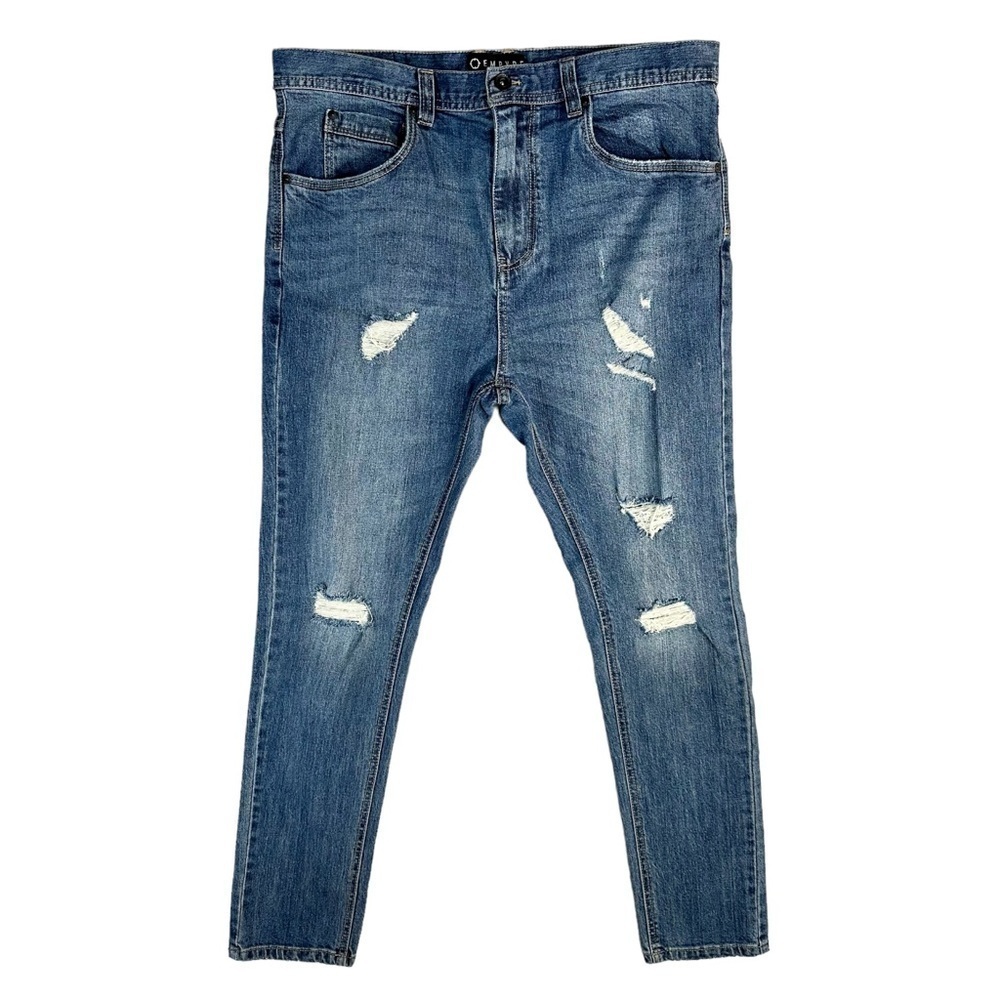 Empyre Verge Distressed Destroyed Skinny Mens Denim Jeans Size 34